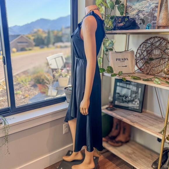 French Connection, Black Maude Drape Ruffle Dress w/ Wrap Front, Women's US 4 - Picture 8 of 11